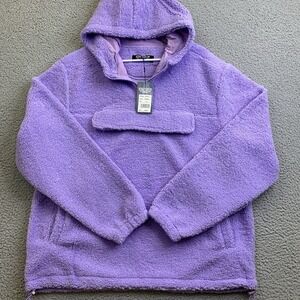 Ring Spun‎ Mens Purple Fleece Hoodie Sz XL Chest Pocket & Kangaroo Pocket
